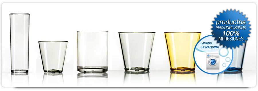 Vasos de policarbonato irrompibles, inodoros, resistentes y lavables